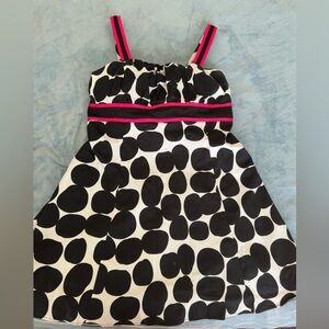 Kim Rogers Black and White Polka Dot Dress with Pink Accents